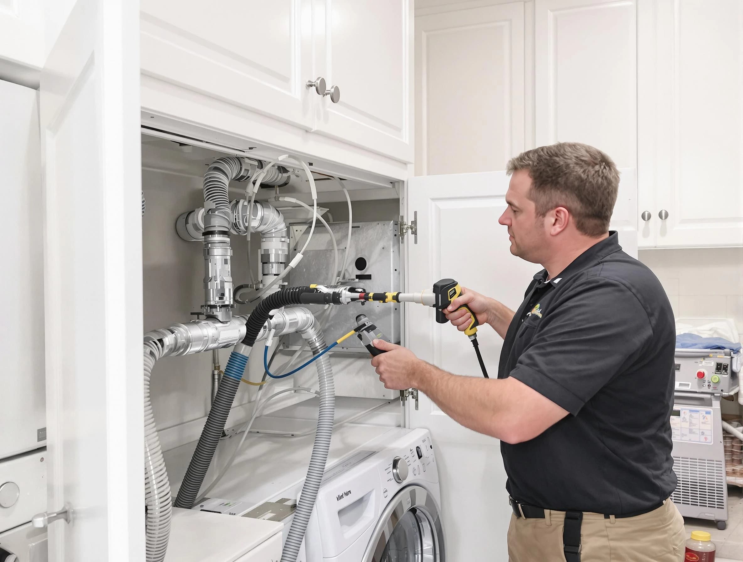 Highland Springs Dryer Vent Cleaning professional removing severe blockage from a clogged dryer vent in Highland Springs