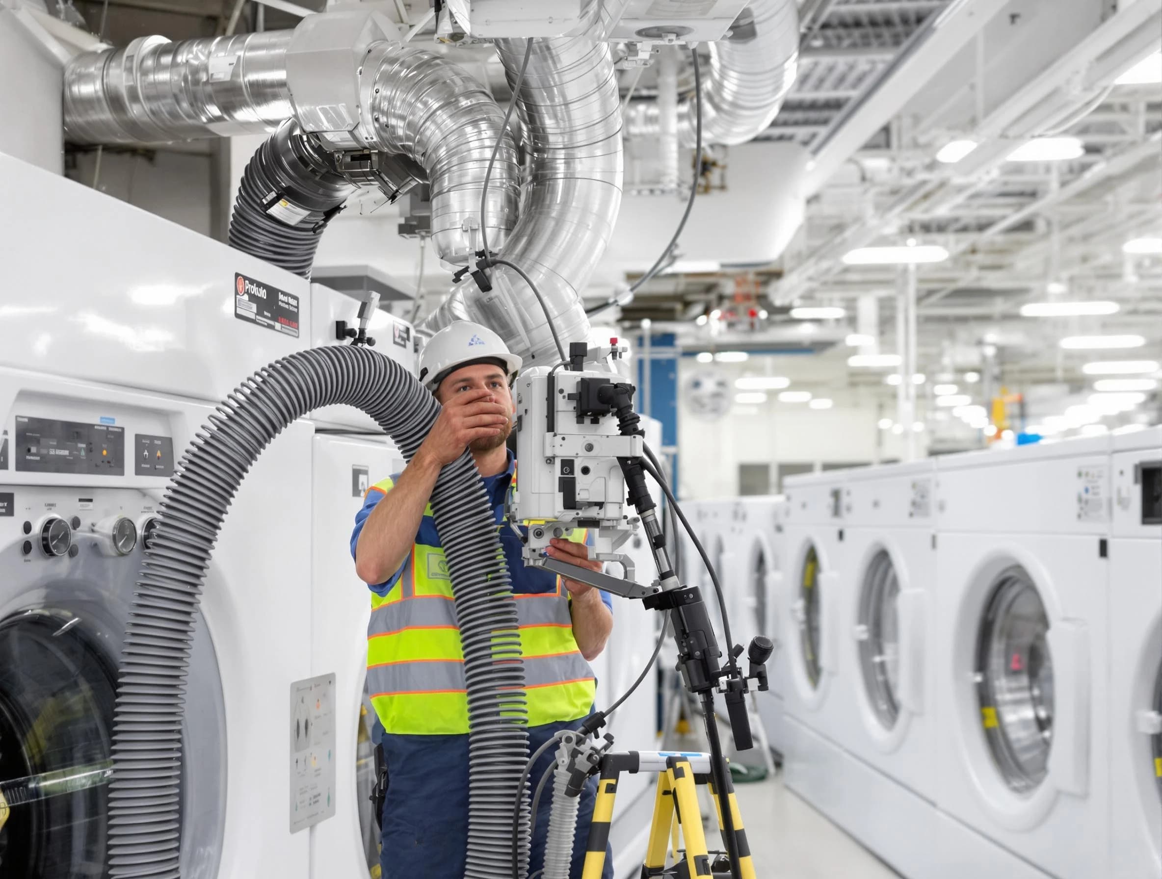 Highland Springs Dryer Vent Cleaning team performing commercial-grade dryer vent cleaning at a business facility in Highland Springs