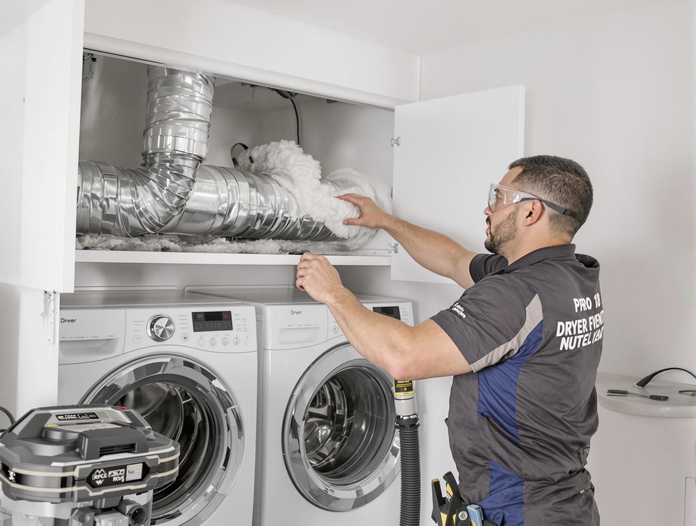Highland Springs Dryer Vent Cleaning certified technician performing specialized gas dryer vent cleaning in Highland Springs